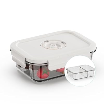真空シールガラス食品保存容器、ランチ用の密閉ロック蓋付き食事準備容器、ピクニックオーブン&冷凍庫対応、BPAフリー、漏れ防止、新鮮さ長持ち, 625ml