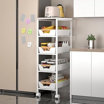 キッチンワゴン スライド式 32cm 隙間収納 スリムワゴン キャスター付き キッチン 収納 天板付き 洗面..