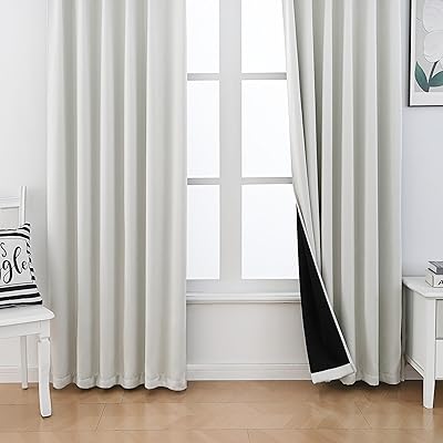 カーテン 遮光カーテン 1級遮光 2枚組 黒裏地 断熱 防寒 防音 省エネ 厚手 無地 おしゃれ 洗える 寝室 リビング用(べージュグレー，丈150 cm x 幅100 cm)