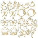 レジン枠 フレーム 空枠 10種20個 セット ゴールド カン付き アクセサリーパーツ (蝶・兎・桜)