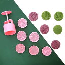 クッキースタンプ ムーンケーキ型スタンプ クッキープレス 秋中のお祭り DIY デコレーション プレス クッキーカッター 型 ラウンド クッキー ビスケットカッターセット フォンダンケーキデコレーション (Red Round 6 flowers, 1