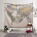 タペストリー 世界地図 壁掛け おしゃれ ヴィンテージ風 ワールドマップ 復古風 大判 パーティー 部屋 窓 トップ飾り 新居祝い 贈り物 個性 家庭飾り 多機能 装飾用品 (150x130)