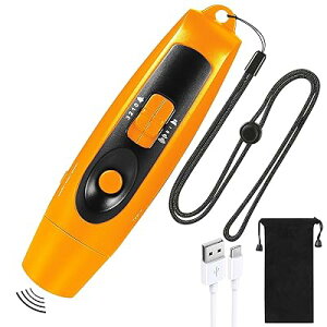 電子ホイッスル 充電式ホイッスル 電子笛 3段階 3種類ホイッスル 2つライトモード 大音量 130db サッカ バスケットボール スポーツ 審判 団体競技 アウトドア 防災 防犯 登山 害獣 衛生 感染対策 (黄色)