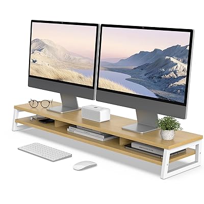 モニター台 卓上 デスクシェルフ モニタースタンド パソコン台 2段 木製 幅108cm pc台 机上台 デュアルモニター 台 机上ラック 卓上台 デスク周り収納 ディスプレイ 台 (オーク&白) モニター台 卓上 デスクシェルフ モニタースタンド パソコン台 2段 木製 幅108cm pc台 机上台 デュアルモニター 台 机上ラック 卓上台 デスク周り収納 ディスプレイ 台 (オーク&白)