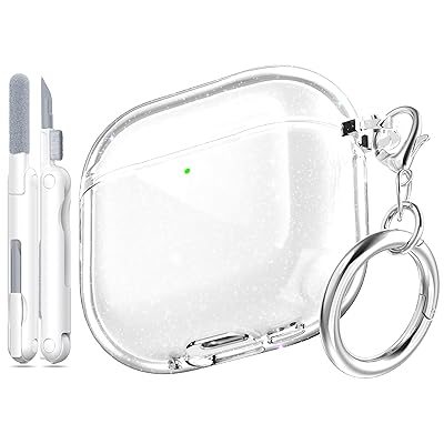 AirPods 4th 世代用ケースカバー 2024、ミリタリーグレードの耐衝撃性、ソフト TPU 黄ばみ防止 AirPods 4 ケース、クリーニングキットとかわいい丸型バックル付き、ジッター