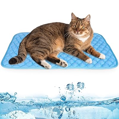猫ひんやりマット 犬クールマット 冷感敷きパッド ペット 冷却マット 犬 猫 冷感グッズ 接触冷感 柔らかい 速乾 熱中症 暑さ対策 S サイズ 50*40cm ブルーのサムネイル