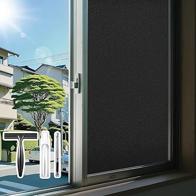 遮光シート 窓ガラス目隠しフィルム 遮光フィルム 目隠しシート 断熱シート 窓 真っ黒 遮光断熱 西日対策 uvカット 紫外線カット スモークフィルム すりガラス調 水で貼れる 剥がせる 結露防止 飛散防止 浴室 風呂 寝室 玄関 ドア（純黒,75x