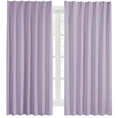 カーテン 1級遮光 2枚組 幅100cm丈210cm パープル 断熱 防寒 防音 省エネ 厚手 無地 おしゃれ 洗える リビング用 (パープル, 幅100cm×丈210cm)