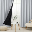 カーテン 遮光カーテン 4枚セット 1級遮光 アイスグレー 黒裏地 幅100cm丈200cm 断熱 防寒 防音 省エネ 無地 洗える 寝室 リビング用 (ドレープカーテン2枚・レースカーテン2枚)