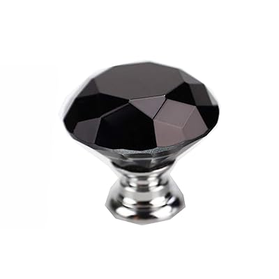 つまみ クリスタルガラス ハンドル 引き出し取っ手 キャビネットハンドル 家庭装飾 ダイヤモンド形 40mm/1個 ブラック