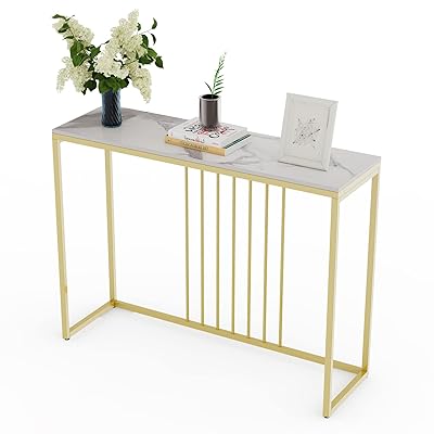 コンソールテーブル 大理石 スリム 玄関テーブル 白 幅100 アンティーク 奥行30 おしゃれ 四角 リビング キッチン 高級ホテルのロビー 飾り台 長方形 ...
