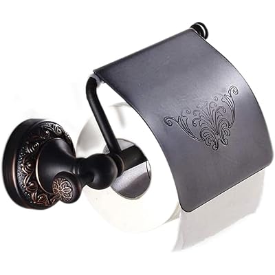 トイレットペーパーホルダー アンティーク 真鍮 おしゃれ レトロ ペーパーホルダー トイレットペーパー ホルダー 紙巻器 防錆 高耐荷重 壁取付け ネジ付属 豪華 ヨーロッパ調 (ブラック)