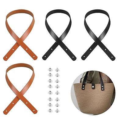 持ち手 修理 バッグ バッグ 持ち手 交換 かばん 持ち手 【4個入り】バッグ レザーハンドル DIYバッグ交換用ハンドル ハンドバッグハンドル リムーバブル交換 革製キャリングハンドル キャリングハンドルの修理 工芸品 交換用ボタン16個付き 60
