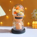 6輪ローズ カーネーション フレグランスソープフラワー フェアリー ギフトボックス バラ ガラスドーム LEDライト 枯れない花 シャボンフラワー お祝い 還暦...