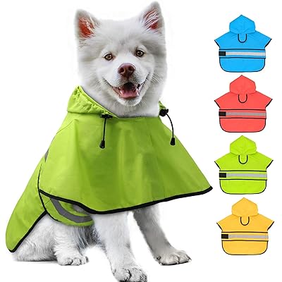 犬 レインコート 防水 犬用レインコート フード付き 反射性犬カッパ調節可能なペットジャケット 犬の ..