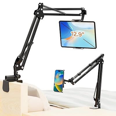 2025最新型 タブレット アーム【4つの電源線クリップ】 揺れない 4つの関節 iPad スタンド 性 タブレット スタンド ベッド 寝ながら 自由に調整 卓上 スタンド 360°回転ホルダー 縦横両対応 kindle ホルダー iPad/iPh