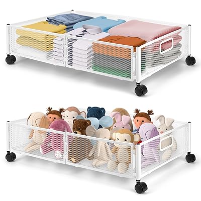 ベッド下収納ボックス 収納ケース 収納ボックス キャスター付き ローラー付き ケース ボックス ベッド下物入れ ワゴン 折り畳み 取り付け簡単 大容量 布団袋 衣類整理 多機能 スペース活用 省スペース 押したり引いたりできる 耐荷重性 (ホワイト