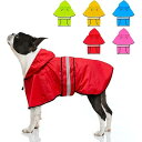 犬用レインコート- 防水調節可能な反射型犬用レインコートジャケット, 小型犬中型犬大型犬 軽量 通気性 ポンチョスリッカー 帽子付 散歩用 着脱簡単 梅雨対策 ...