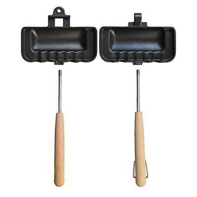 ホットサンドメーカー 直火式 取っ手が取れる 1枚食べパン専用 一人用 上下分離型 軽量化 フッ素樹脂加工 木製ハンドル お手入れ簡単 丸洗い 焦げ付きにくい キャンプ アウトドア 分解 取り外し コンパクト(ブラック)