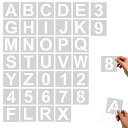 再利用可能プラスチック ステンシル アルファベット文字 数字 1-9 A-Z DIY 可能な洗えるアルファベットステンシル環境にやさしいPPアートクラフトテンプレート木材スクラップブッキングファブリック壁のドアの装飾ホームサインにペイントする(36枚