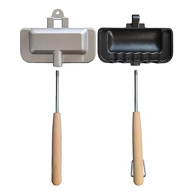 ホットサンドメーカー 直火式 取っ手が取れる 1枚食べパン専用 一人用 上下分離型 軽量化 フッ素樹脂加工 木製ハンドル お手入れ簡単 丸洗い 焦げ付きにくい キャンプ アウトドア 分解 取り外し コンパクト(グレー)