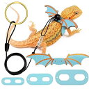 トカゲ用ハーネス 爬虫類 リード 3サイズ 調節可能 コウモリの翼 小動物 ペットハーネスリード 蜥蜴 牽引ロープ お出かけ 散歩用 ハロウィン (ブルー)