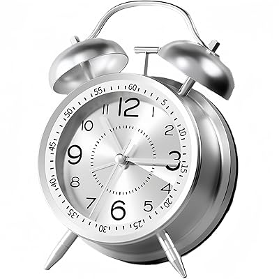 大音量 置き時計 おしゃれ アナログ 振動 絶対起きれる目覚まし時計 目覚ましどけい ベル アラーム うるさい 爆音 めさ まし時計 大音量目覚まし メタルツインベル 電池別売 アラームクロック 北欧風 多機能 静音 軽量 重い眠りの方 室内装飾 (