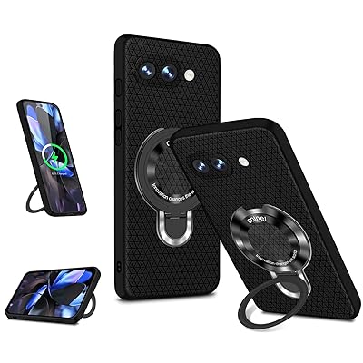 Google Pixel 9A ケース 縦横両対応 リング付き マグネット搭載 MagSafe対応 グーグル ピクセル 9a ケース 多機能スタンド 背面の ひし形デザイン TPU 衝撃吸収 薄型軽量 全面保護 Pixel 9a スマホケース