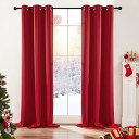 無地省エネ遮光カーテン 42インチ 42x90 Inch レッド(3)