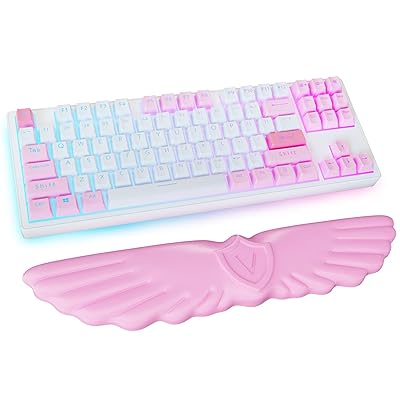 エンジェルウィングクラウドキーボードリストレスト、痛みを和らげるソフトレザーメモリーフォームキー..