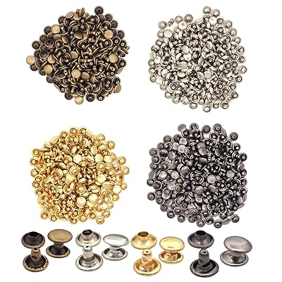 400組 (4色ブレンド) リベット ジーンズ デニム バネホック クラフト ボタン 底鋲 打ち具セット カシメセット 革穴あけ ポンチ DIY 手芸 布革細工 洋服、靴、バッグ、ベルト、ジーンズ アクセサリー 修理用 装飾用具 丸形 (8mm)