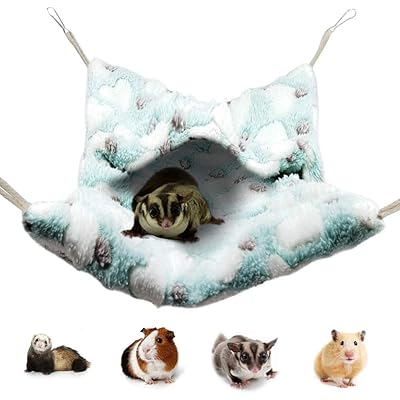 モモンガ フェレット チンチラ ハンモック 暖かい 封筒風ぬいぐるみ ペット寝袋 シマリス ハンモック 飼育ケージ 遊び場 隠れる ふわふわ 秋 冬用 寒さ対策 眠れる (グリーン)