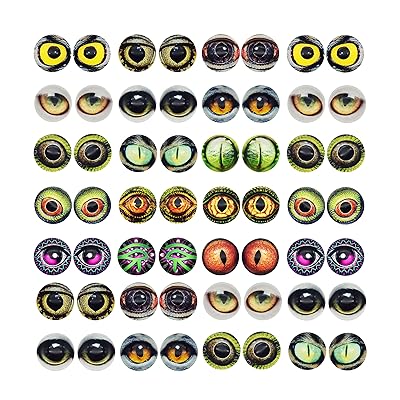 10mm 100個 フクロウ ヘビ トカゲ 動物 目 ガラス カボション 粘土 人形作成 彫刻 小道具 クラフト DIY..
