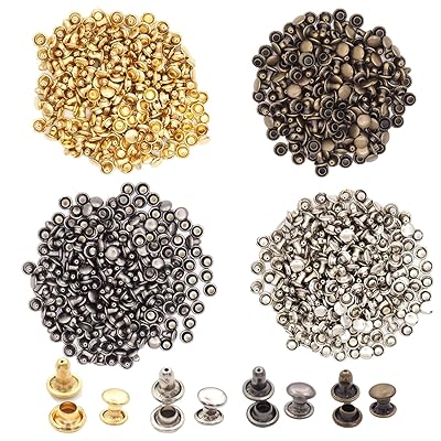 400組 (4色ブレンド) リベット ジーンズ デニム バネホック クラフト ボタン 底鋲 打ち具セット カシメセット 革穴あけ ポンチ DIY 手芸 布革細工 洋服、靴、バッグ、ベルト、ジーンズ アクセサリー 修理用 装飾用具 丸形 (6mm)