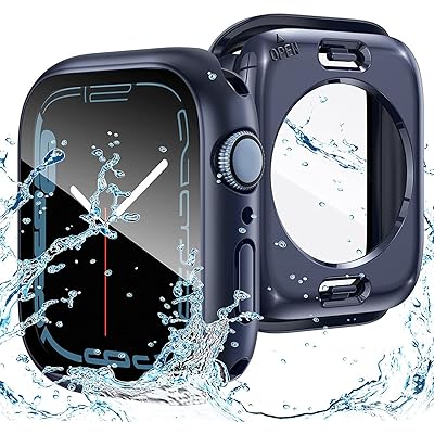 【3 in 1防水設計】 2024 モテル アップルウォッチ液晶保護フィルム 防水ケース 対応 Apple Watch Series 9/8/7 45mm 用 360°保護 ケース 防水防塵ケース PCフレーム 一体型 カバー 耐衝撃 指紋防止 高透