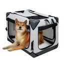 犬用クレート 中型犬 ペットキャリークレート 犬 猫 ソフトクレート キャリーバッグ 折りたたみペットケージ 給水ボトルバンド付き 洗濯可能 15kgまで『災害、簡易ハウス、アウトドア、病院、キャンプに大活躍! 』 (L, ライトグレー)(4)