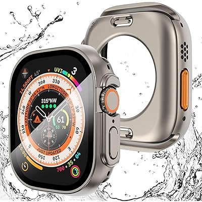 【2024強化版】 for Apple Watch ケース Apple Watch Ultra 2/Apple Watch Ultra 49mm 用 ケース 360度全面防水 バンド 水泳・スポーツ専用 ガラスフィルム 一体型 apple watch