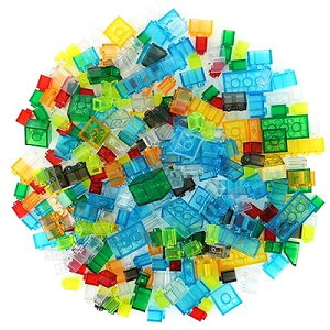 300個の透明ブロックパーツパック 基本ビルディング積み木拡張セット 互換 主要ブランドのクラシックブロック ランダムな色と形 男の子向け