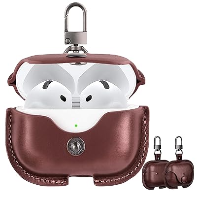 Airpods 4 用 ケース エアーポッズプロ4 ケース本革 PU革 Airpods 4 レザーケース カバー 落下防止 耐衝撃 LEDライト可視 持ち運びに...