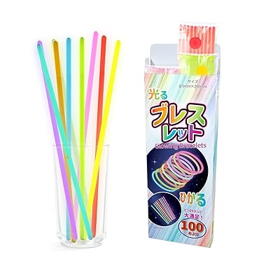 光るブレスレット ケミカルライト ペンライト 100本セット 使い捨て 9色対応 接続ジョイント付き 夏祭り ライブ コンサート イベント 結婚式 スポーツ 100本 9色