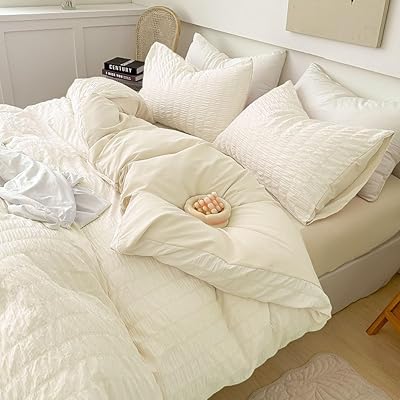 布団カバーセット シアサッカー生地 シングル ダブル 寝具カバーセット 3点セット 掛け布団カバー ボッ..