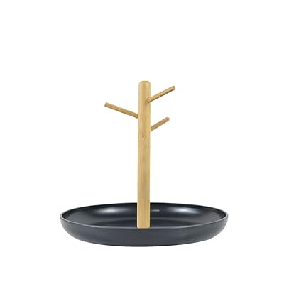 キーハンガー 木製 枝 キートレイ 鍵置きスタンド おしゃれ 卓上収納 ジュエリーホルダー ツリー型 アクセサリースタンド 腕時計収納 ナチュラル 吊り下げ オーガナイザー 玄関 オフィス用 小物収納 (ブラック)