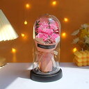 フレグランスソープフラワー フェアリー 6輪ローズ カーネーション ギフトボックス バラ ガラスドーム LEDライト 枯れない花 造花 シャボンフラワー お祝い...
