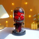 6輪ローズ カーネーション フレグランスソープフラワー フェアリー ギフトボックス バラ ガラスドーム LEDライト 枯れない花 シャボンフラワー お祝い 還暦...