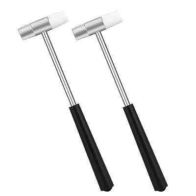 デュアルヘッド 小型ハンマー フィッディ作業用 プラスチックヘッド メタルヘッド 7インチ ブラックプラスチックグリップ ジュエリーマレット 腕時計、チューニング、木工、玩具、ハンドクラフト、レザー用 2個