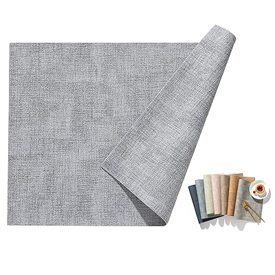 ランチョンマット 高質PUレザー 4枚セット おしゃれ 華やか 飾り 清潔しやすい 家庭用 レストラン用 丸洗いOK 撥水 防汚 断熱 滑り止め （43cm×30cm、4セット, ライトグレー）