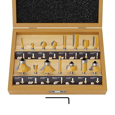 15本組 亜麻仁油木製収納ボックス付き 軸径6mm プロ木工トリマービットセット 超硬ルーターセット木工..