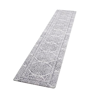 キッチンマット 拭ける台所マ ット ずれない PVC 撥水 おしゃれ 滑り止め 抗菌 防炎 厚さ10mm お手入れ簡単 約45cm*240cm キリム グレー