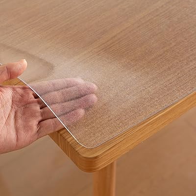 テーブルクロス エンボス加工 40x60cm 厚さ1.5mm 透明 PVC製 テーブルマット 気泡なし つや消し 長方形 ビニール 矩形 テーブルカバー 防水 汚れ防止 撥水加工 (エンボス 厚さ1.5mm, 40*60cm)
