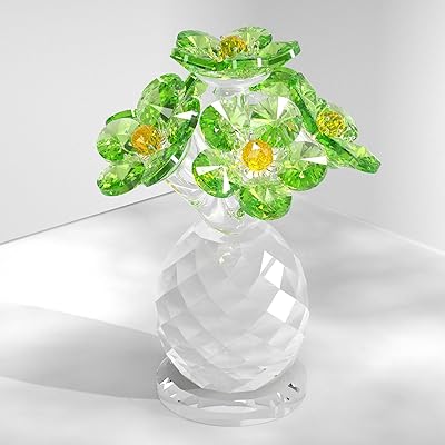 造花 インテリア クリスタルフラワー 結婚記念日 妻 プレゼント ガラス細工 花 枯れない花 置物 退職祝い 喜寿 お祝い 定年退職祝い 開店祝い 女性 プレゼント 人気 - グリーン